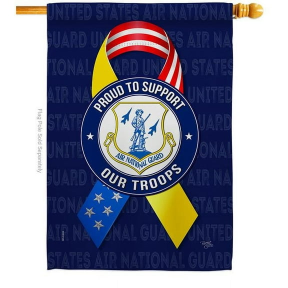 Breeze Decor H108657-BO 28 x 40 in. Support Air National Guard Troops House Flag with Armed Forces Double-Sided Decorative Vertical Flags Decoration Banner Garden Yard Gift