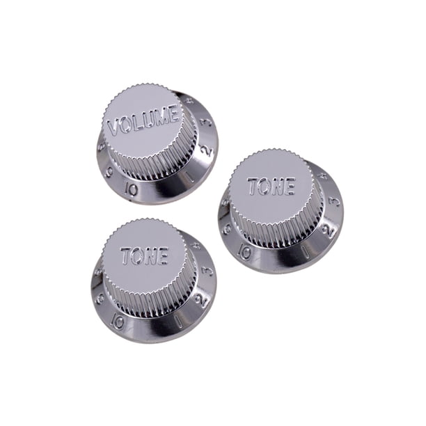 Bearachild Tapas de potenciómetro de guitarra eléctrica, piezas de perilla de volumen plateada, botón de tono resistente al desgaste, profesionales Type3 NO3 Bearachild HA064114-01