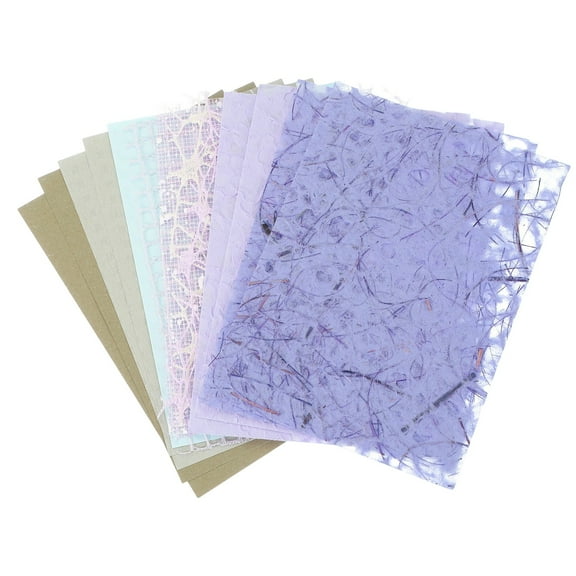 Uxcell 16 Sheets Textured Scrapbook Paper, Mixed Special Paper Mesh Fabric Assorted Set for Scrapbooking Junk Journal Card DIY Materials Collage Card Embellishments Supplies, Purple/Yellow