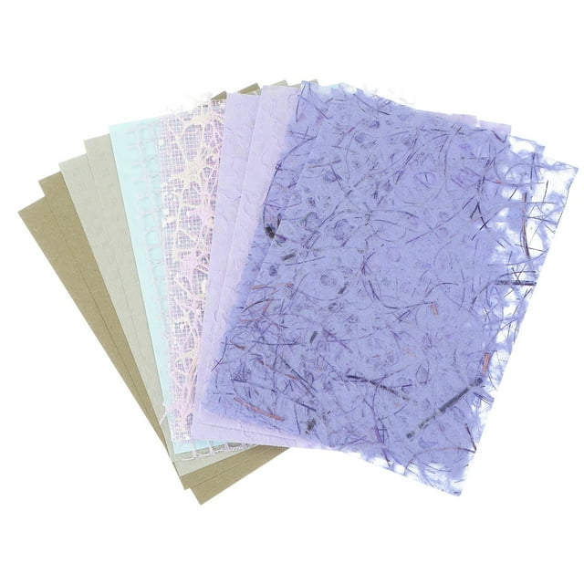 Uxcell 16 Hojas de Papel Texturizado para Scrapbook, Conjunto Variado de Papel Especial de Tela de Malla para Materiales de DIY de Tarjetas, Collage y Embellecedores, Púrpura/Amarillo