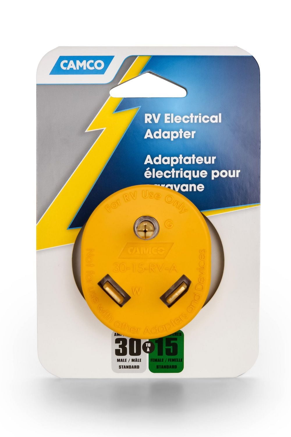 Camco Adaptateur électrique pour caravane - 30AM/15AF (55235) 30 AMPÈRES M/ 15 AMPÈRES F