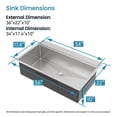 thumbnail image 6 of Acpouw Stainless Steel Kitchen Sink, 36″x22″ Single Bowl, Overmount Handmade Sink in Brushed, with Cutting Board, Colander, Grid, SS-BR01-362208, 6 of 6