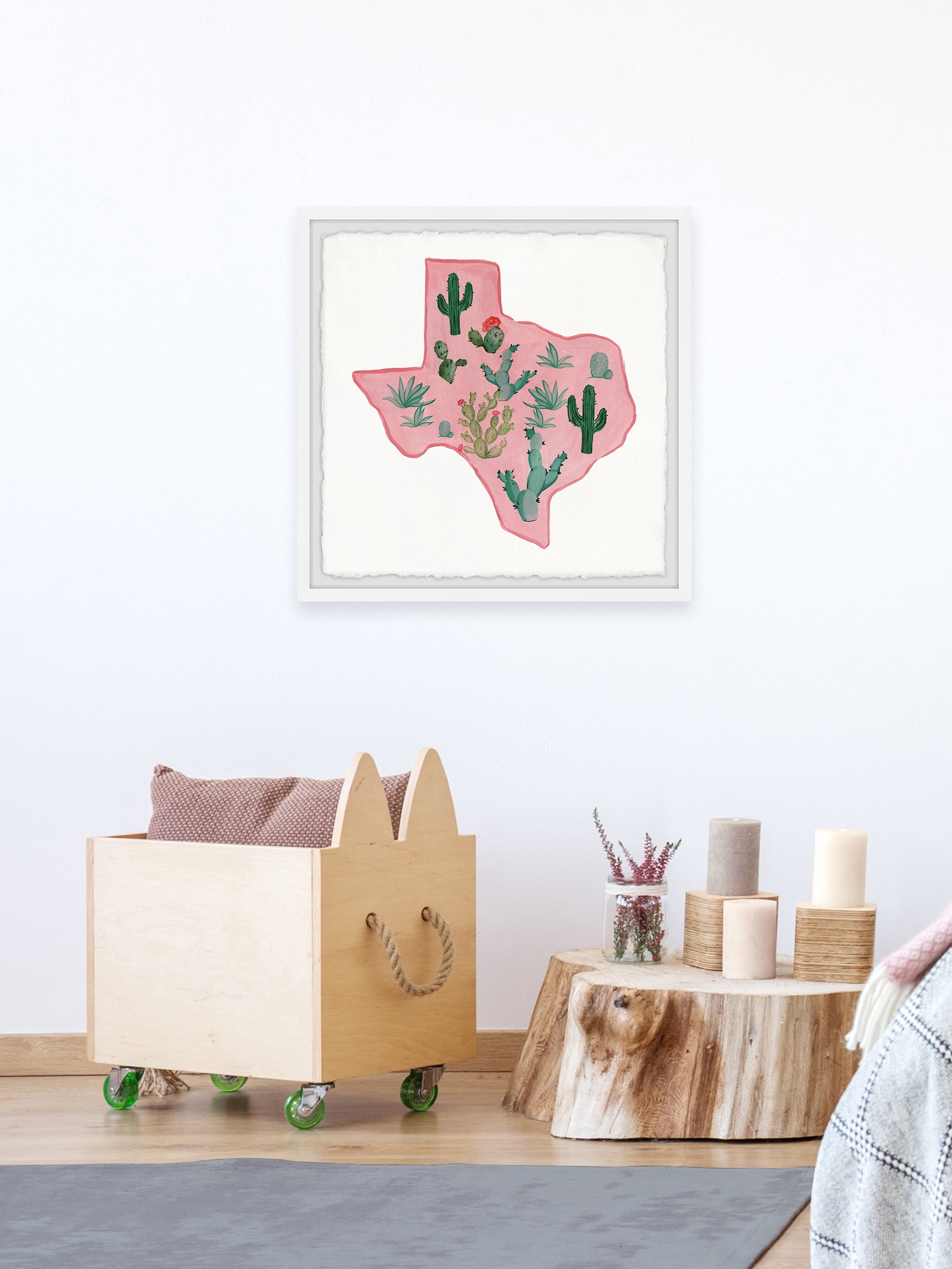 Marmont Hill Pink Texas Framed Wall Art, 32" x 32"