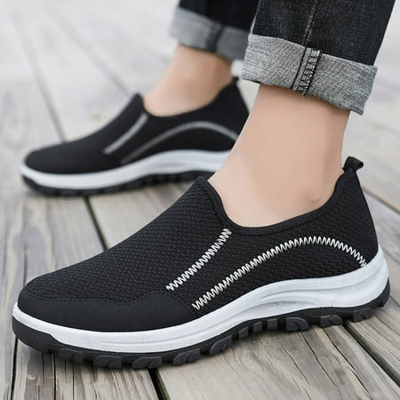 

dmqupv Mens Slip on Shoes Casual Summer Mesh Men Low Top Walking Shoes Fashion Casual Shoes Casual Mens Shoes Leather Black 8.5