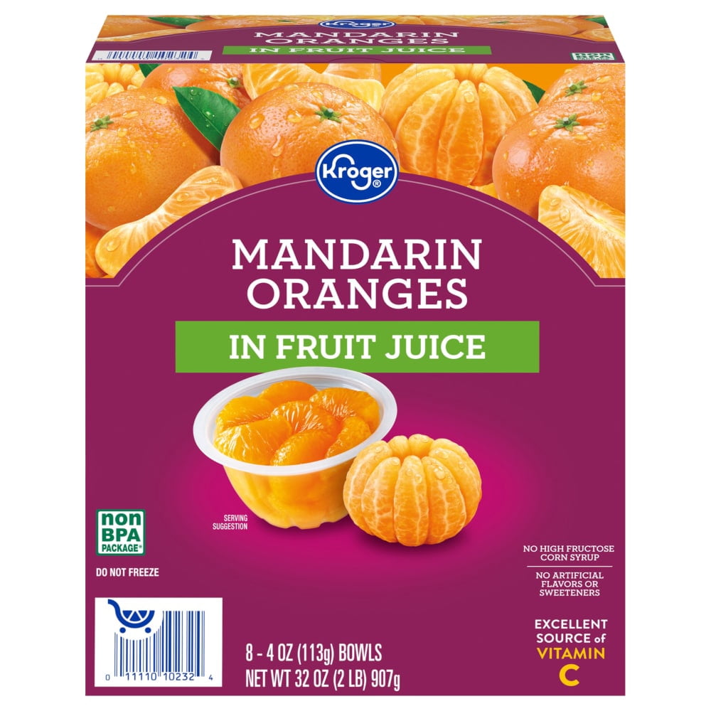 Kroger Mandarin Orange Cups in 100% Juice 8 ct / 4 oz - 5 Pack