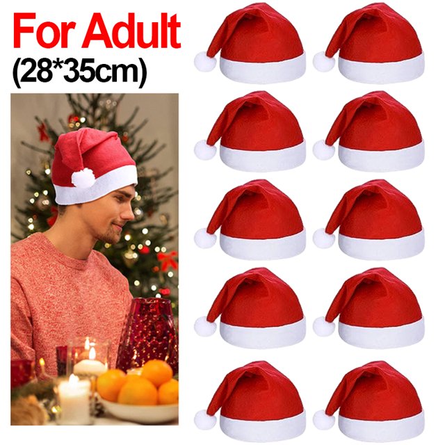 10/1 piezas de gorro navideño para niños adultos, gorros navideños rojos de Papá Noel, gorros navideños, decoración de fiesta de Año Nuevo para niños y niñas, Navidad