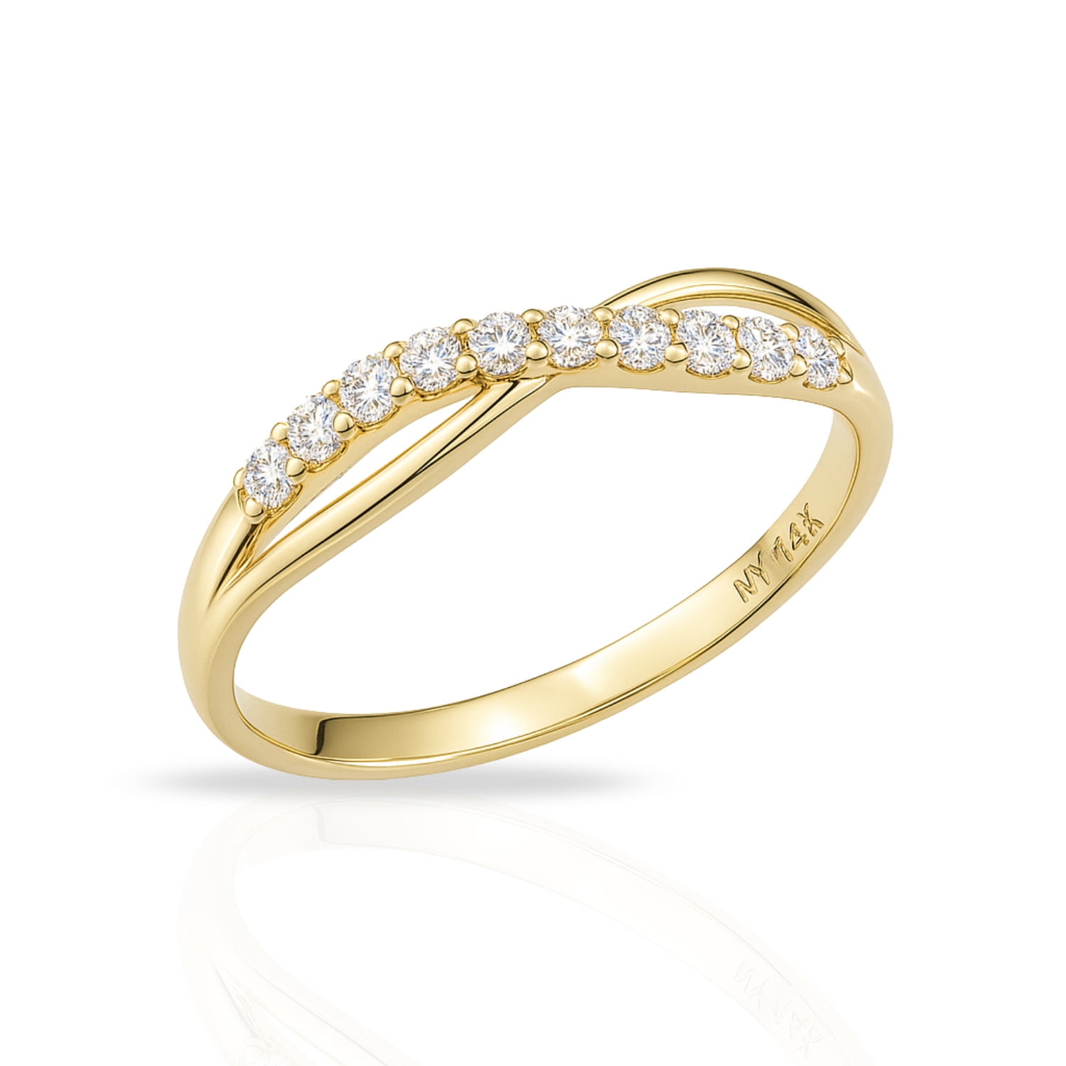 Tilo Jewelry 14K Yellow Gold .16 Carat Diamond Infinity Dainty Promise Band Ring | Size 5 | Lab Grown Diamond Statement Ring for Women & Unisex