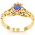 thumbnail image 5 of Claddagh Tanzanite Diamond Ring In Solid 14k Yellow Gold, 5 of 6