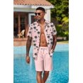thumbnail image 3 of COOFANDY Men's Hawaiian 2 Piece Outfits Summer Beach Matching Set Short Sleeve Floral Shirts and Shorts, 3 of 8