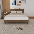 thumbnail image 2 of Zimtown Queen Bed Frame,Solid Pine Wood Platform Bed with Headboard, Rustic Walnut, 2 of 10