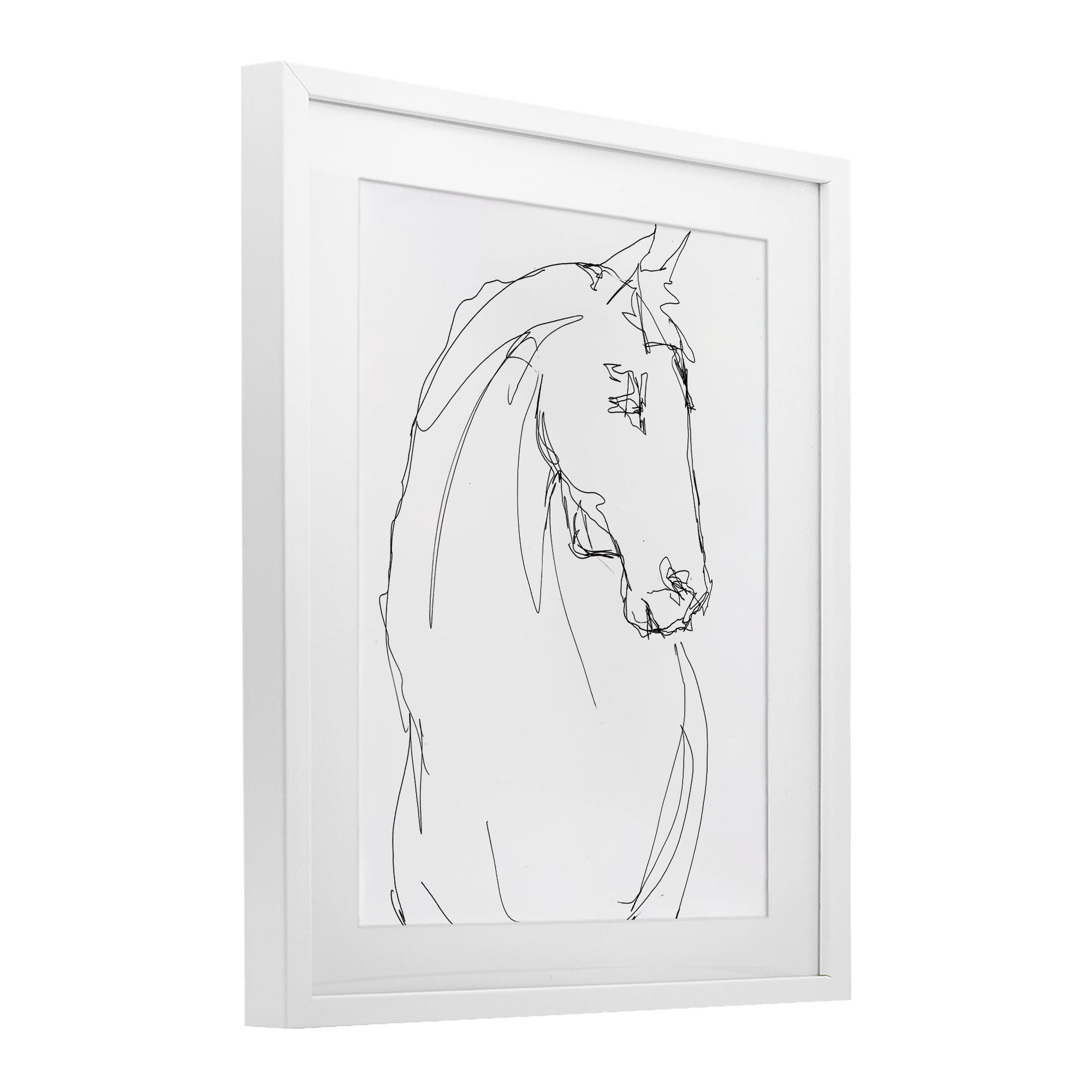 Stupell Industries Sketched Horse Contour White Framed Print Under Glass, design by Lorenzo Collective