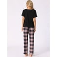 thumbnail image 4 of DARING DIVA Women's Plaid Short Sleeve Tops with Pants Pajama Sets M Pink, 4 of 5
