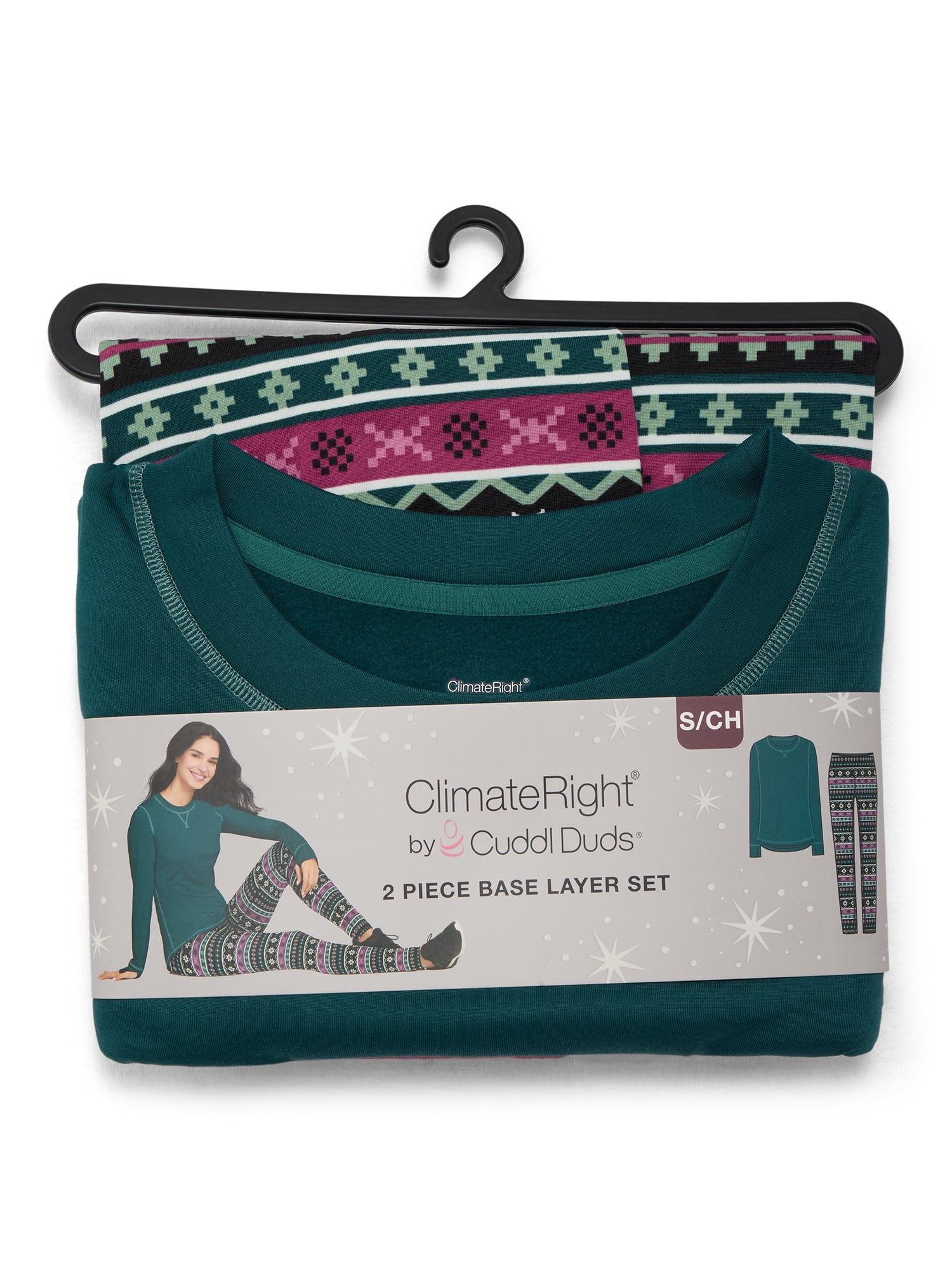 ClimateRight by Cuddl Duds Women's Brushed Comfort Top and Leggings Thermal Base Layer 2-Piece Set, Sizes XS-XXL