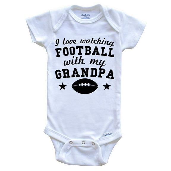 I Love Watching Football With My Grandpa Cute Baby Bodysuit For Grandchild, 0-3 Months White