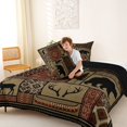 thumbnail image 4 of Manfei Classic Aztec Full Size Comforter Sets,Jungle Deer Bear Bedding Comforter Set,Brown,Black Reversible,3 Pieces,1 Comforter and 2 Pillowcases, 4 of 7