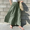 thumbnail image 2 of Women's Cotton Linen Wide Leg Pants Casual Elastic Waist Palazzo Pants Baggy Comfy Flowy Summer Lounge Trousers, 2 of 7