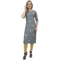 thumbnail image 5 of Bimba Women's Designer Gray Tunic Embroidered Kurta Kurti Ethnic Clothing-20, 5 of 5