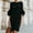 Black, variant on Dolkfu Crew Neck Womens Summer Dresses Refreshing Black 3/4 Sleeve Pull-on Bodycon Mid-Length Solid Minimalist Slim Dresses Black,L