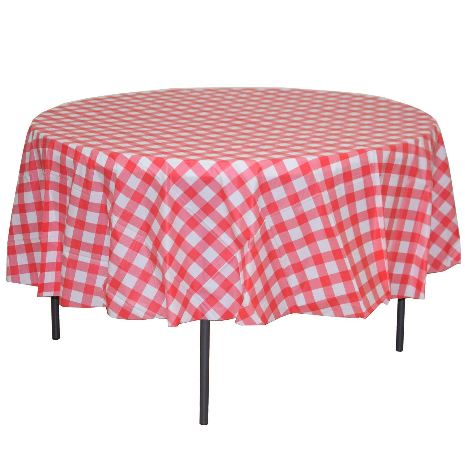 Premium 12 Pack Red & White Gingham Plastic Tablecloth, 84