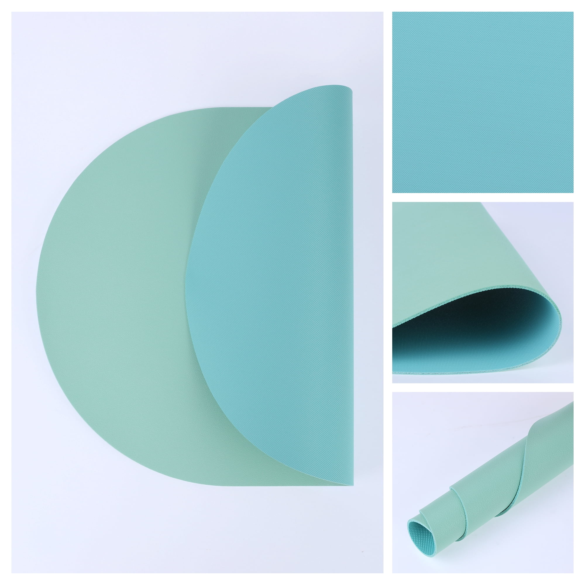 Unique Bargains Set of 6 Leather Table Placemats for Dining Table Decor Green Blue
