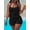 Black, variant on Plus Size Solid Color Halter One Piece Swimsuit for Beach & Vacation