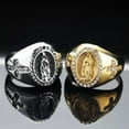 thumbnail image 2 of K-KED Men's Christian Cross, Virgin Mary Ring, Men's Stainless Steel 7-13 Size-Silver-11, 2 of 8