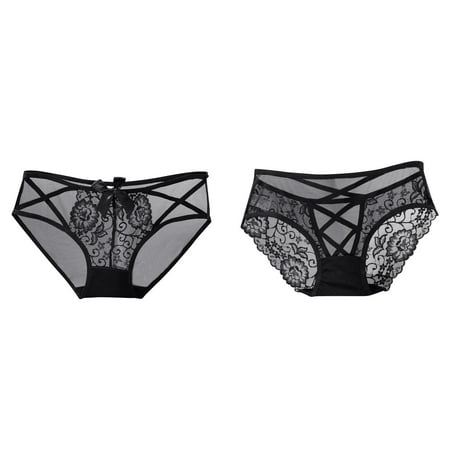 Lojoutye 2 Pack(White 1PCS & Clear 1PCS) Multipack Eatable Panties Womens Underwear Lace Panties High Waisted Plus Size Women Underwear Seamless Ladies Brief for Women