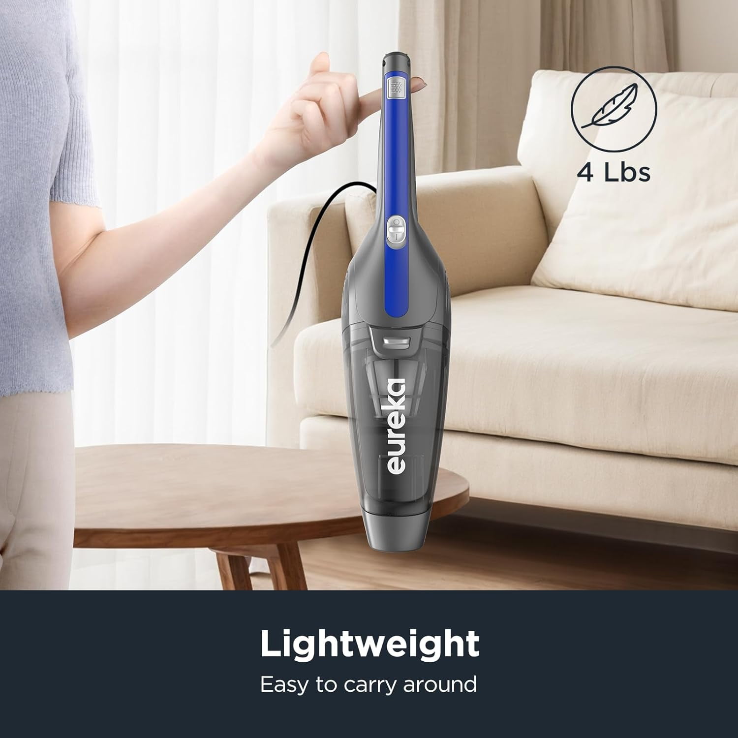 Eureka Corded Stick Vacuum, Wet and Dry, 3-In-1, Handheld, Multi-Surface, Lightweight and Portable, Black and Blue