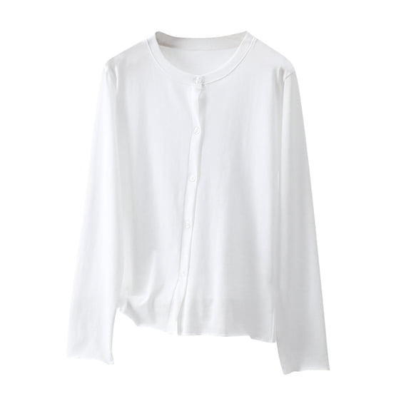 Dxzfnsa Womens Knit Cardigan Sweaters Button Down Shirts Long Sleeve Crew Neck Ribbed Knit Blouse Open Front Work Tops Women Fall Clothes XL-3XL