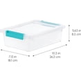 thumbnail image 1 of 2 Qt. Craft Storage Bins with Lids, 6-Pack, |Made in USA|, Clip Box, Small Plastic Sensory Bin Tote Organizer Containers for Art Supplies, Paper, & Office, Stackable - Clear/Seafoam Blue, 1 of 6