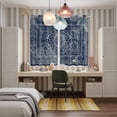 thumbnail image 5 of Boho Blue Kitchen Curtains 84 Inch Length, Vintage Ethnic Modern Geometric Abstract Grommet Top Bedroom Living Room Curtains, Light Filtering Cafe Curtain Drapes 2 Panels Set 104''x84'', 5 of 9