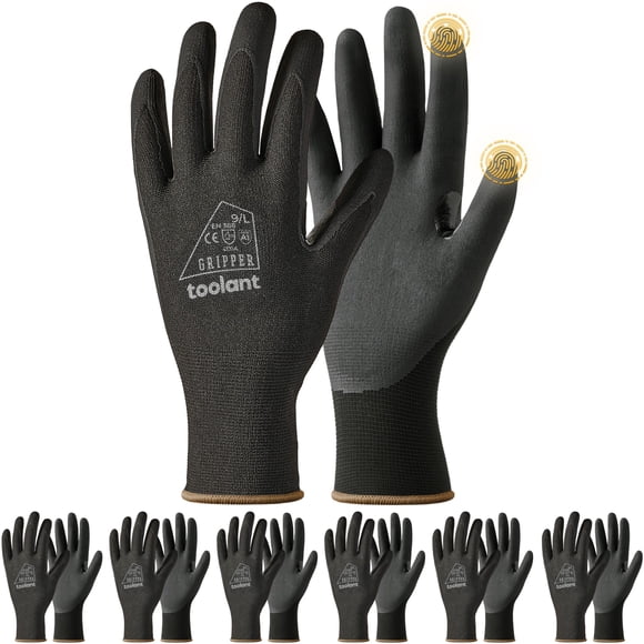 toolant Work Gloves MicroFoam Nitrile Coated, Breathable Nylon Safety Gloves with Stretchy Fit, Firm Grip & Touch-Screen Compatible, Ideal for Garden