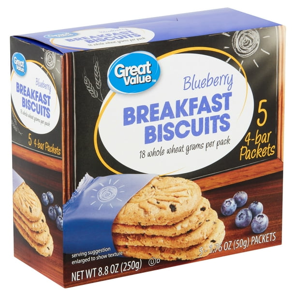 Great Value Blueberry Breakfast Biscuits, 1.76 oz, 5 count Walmart