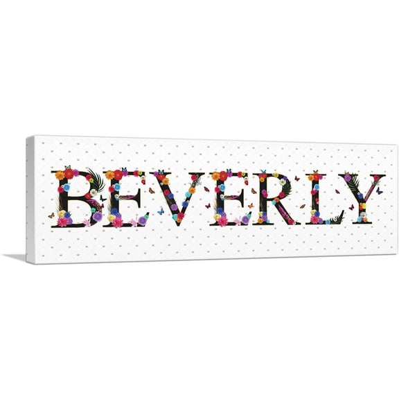ARTCANVAS BEVERLY Girls Name Room Decor Canvas Art Print - Size: 36" x 12" (0.75" Deep)