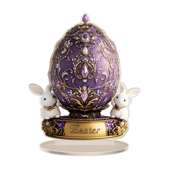 Clearance Items Easter Bunny Decorative Acrylic Egg Ornament, Festive Tabletop Decoration for Easter Celebration, Perfect for Home, Holiday, and Spring Festivities Decor