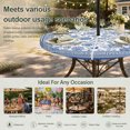 thumbnail image 6 of Round Outdoor Tablecloth with Umbrella Hole and Zipper, Blue Floral Tablecloth with Elastic Waterproof, Vintage Flowers Botanical Farmhouse Greek Key Patio Table Covers for 36" - 44" Pool Tables, 6 of 9