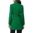 thumbnail image 3 of INSPIRE CHIC Winter Trench Coats for Women's Casual Stand Collar Pea Double Breasted Overcoat S Dark Green, 3 of 6