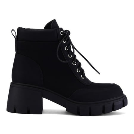 

Bocca Women s Faux Suede Ankle Boots Black Low Heel Booties Lace up 11M