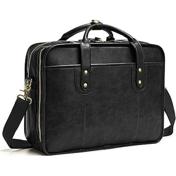 mokzer Leather Briefcases for Men 15.6 Inch Business Computer Bag Laptop Bag for Men Water Resistance Travel Messenger Bag