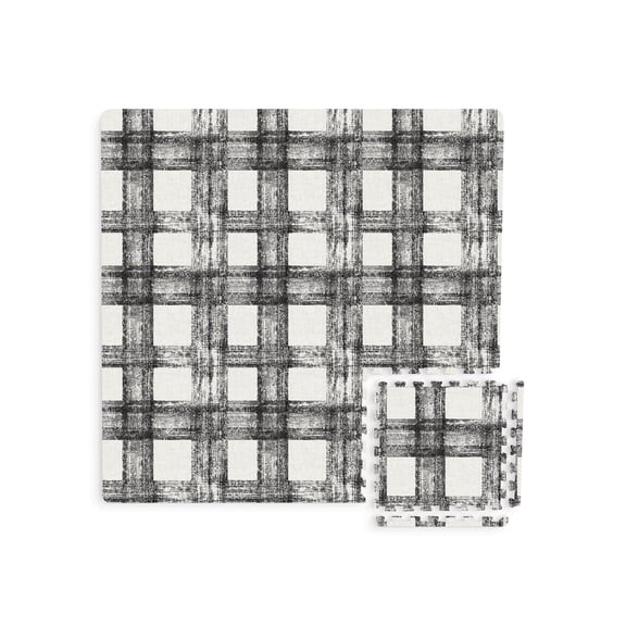 FloorPops! 34.2" x 34.2" Black EVA Foam Interlocking Floor Mats Non-toxic, Water Resistant 22 Piece