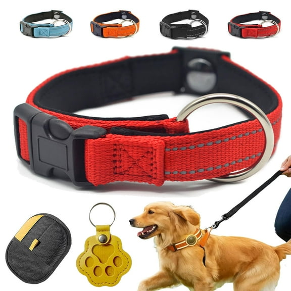 Pawliberation Magnetic Dog Collar, Double Layer Fabric Safety Reflective Dog Collar, Durable Lightweight Breathable Adjustable Collars, Pawliberation Collar for Senior Dogs(Red)
