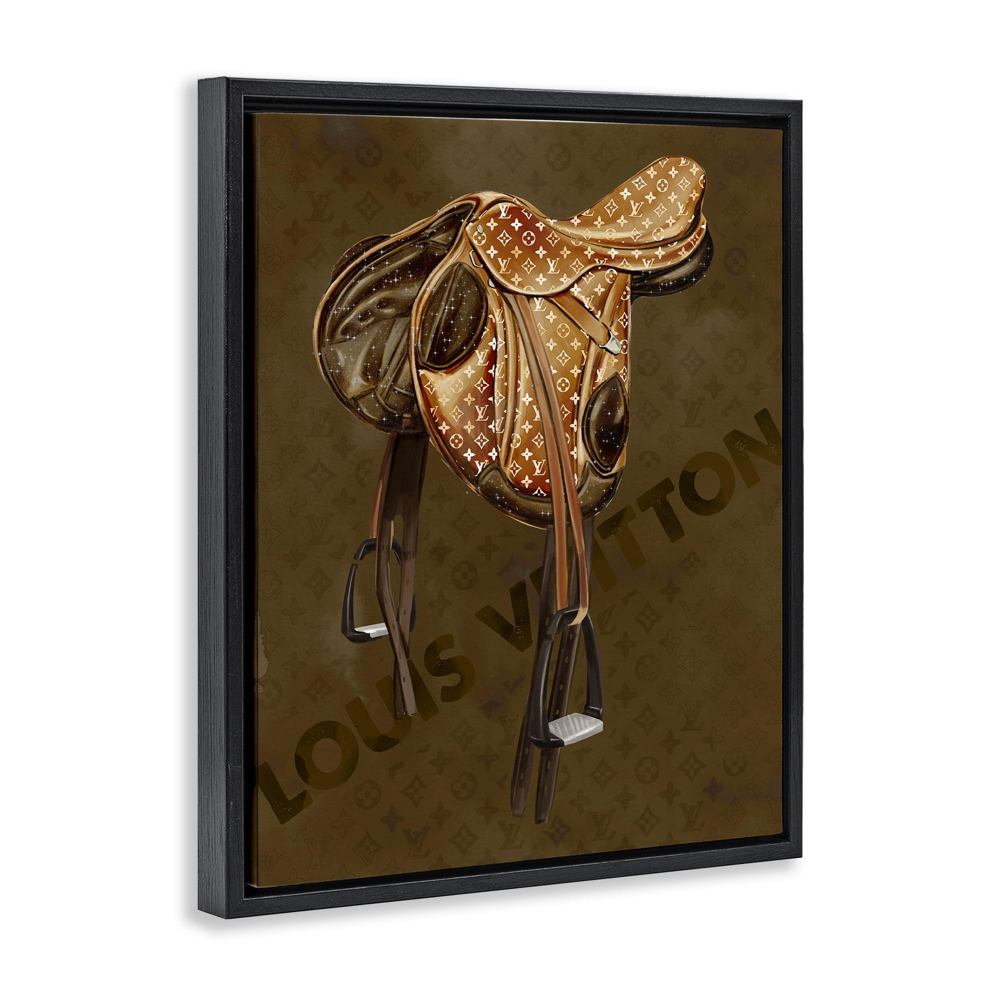 Stupell Industries Glam Patterned Saddle Beauty & Fashion Painting Black Floater Framed Art Print Wall Art, 17 x 21