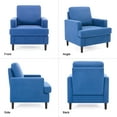thumbnail image 3 of Weture Mid-Century Modern Armchair, Linen Upholstered Blue (Set of 1), 3 of 8