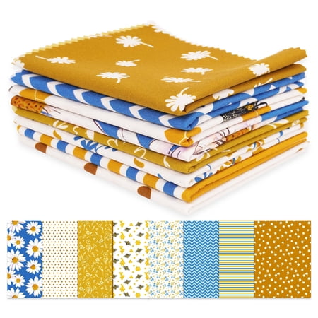 Soimoi 8 Pc Fat Quarter Bundle,FloralPrint 18"x 22"DIY Patchwork-100% CottonPre-Cut Quilting Fabric Blue & Yellow