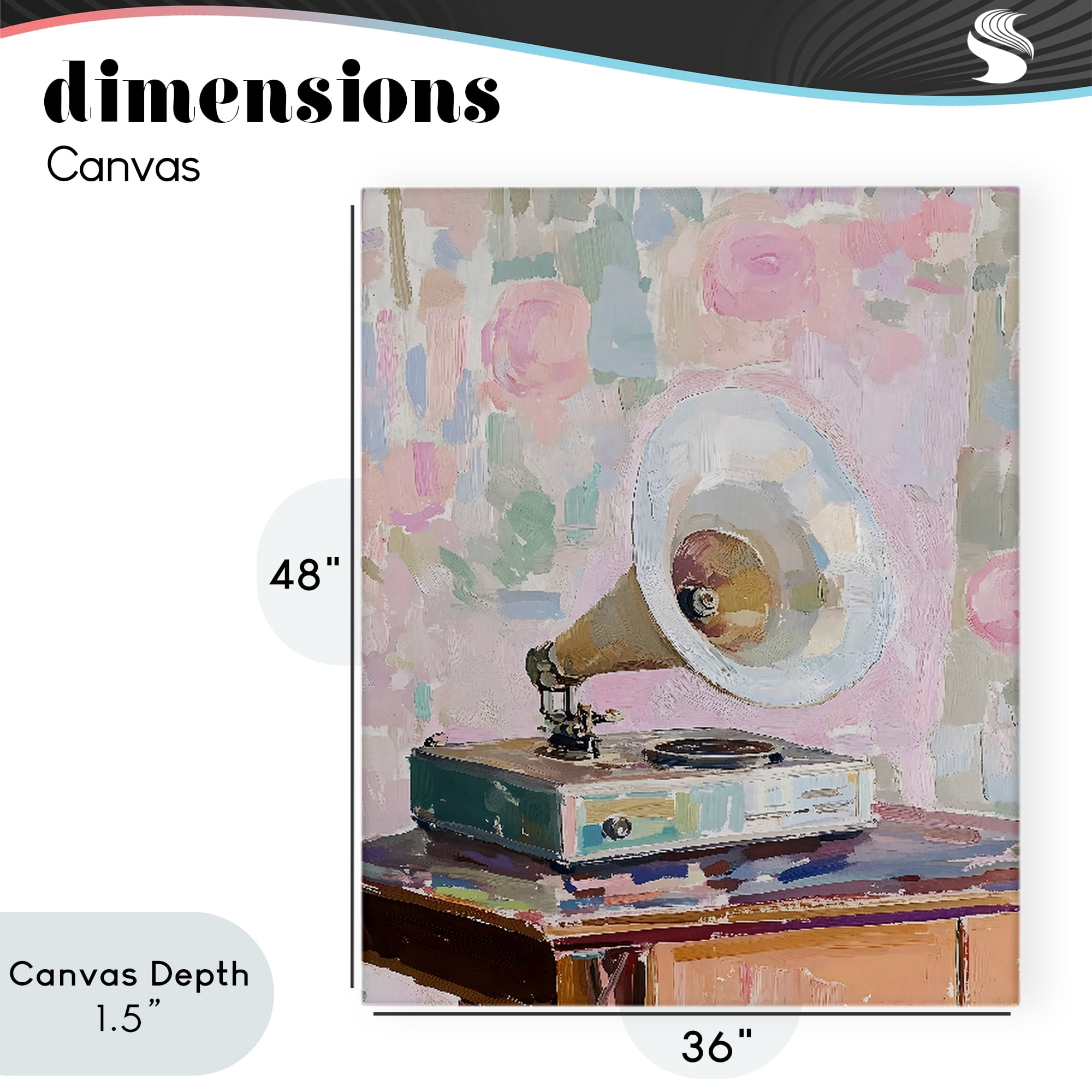 Stupell Industries Vintage Gramophone in Soft Pastels Canvas Wall Art, design by The Prints Vibe