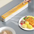 thumbnail image 3 of Dispensador de película de alimentos 2 en 1, dispensador de envoltura con cortador, caja de almacenamiento, cortador de película elástica de papel de aluminio, estante de pared, organizador de cocina, 3 of 5