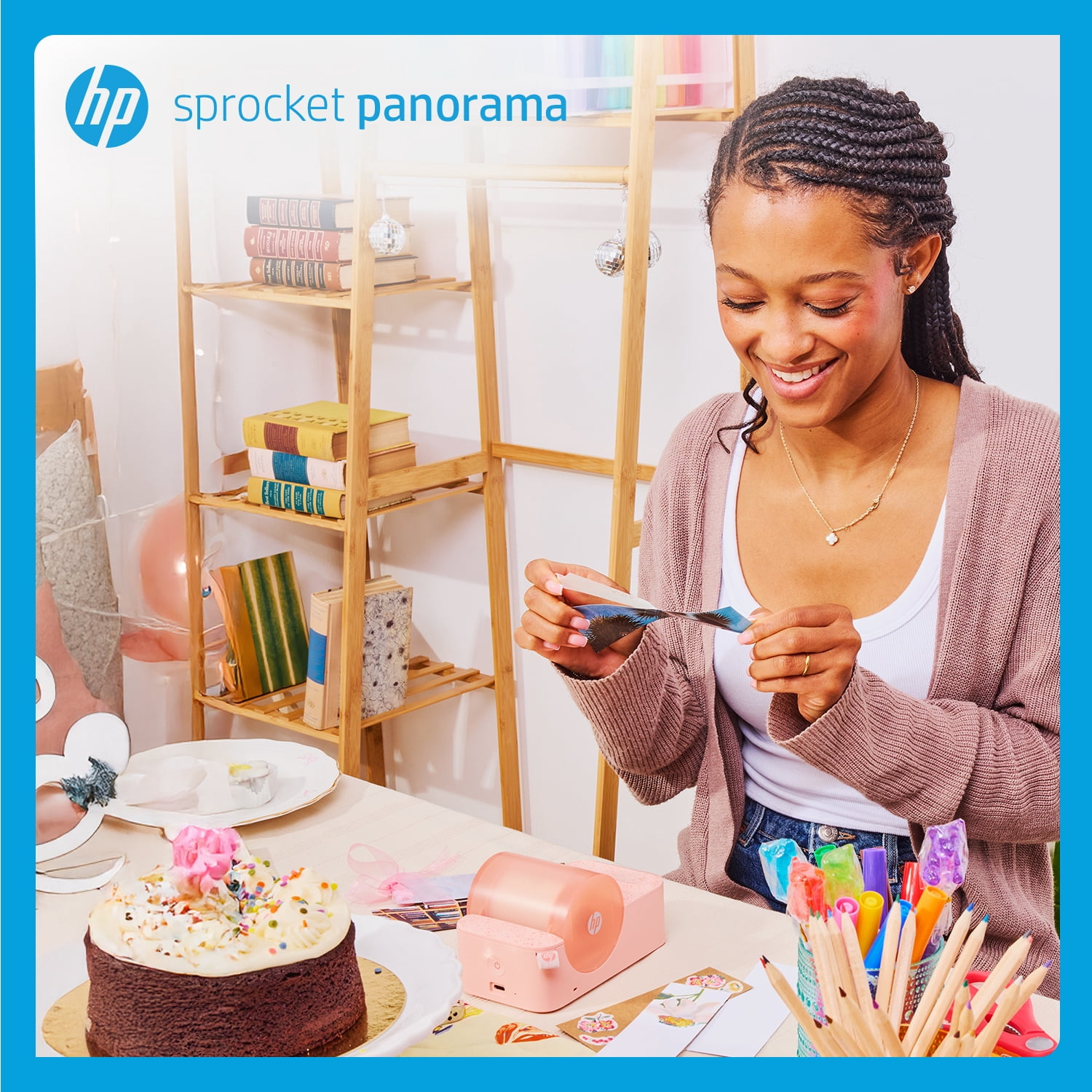 HP Sprocket Panorama Instant Portable Color Mini Photo Printers, Pink, New