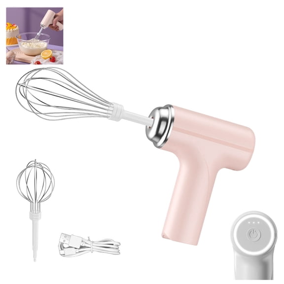 SIYTUAU Wireless Electric Egg Beater Pink Hand Mixer With Three Speed Adjustment And Two Stirring Heads Plastic Electric Whisk Kitchen Appliance