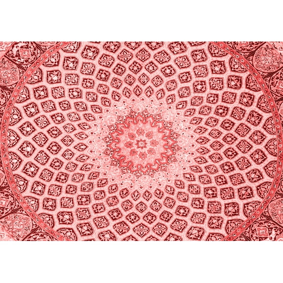 Ahgly Company Indoor Rectangle Medallion Red Traditional Area Rugs, 7' x 9'