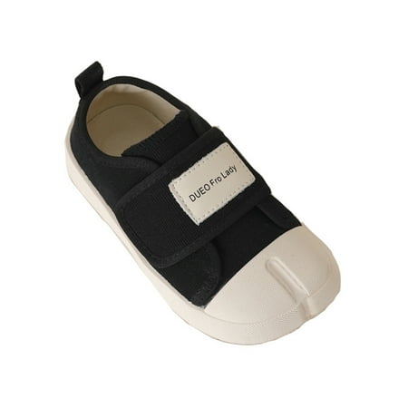 

UKAP Girls Boys Flats Slip On Sneakers Comfort Casual Shoes Lightweight Walking Canvas Shoe Children Magic Tape Breathable Black 12C